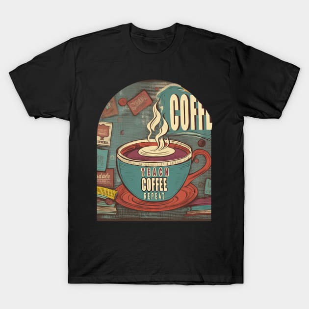 Teach Coffee Repeat T-Shirt by Oddities Outlet